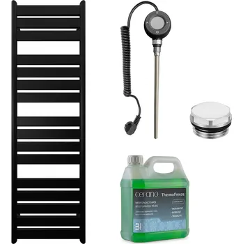 Radiátor CERANO - Koupelnový elektrický radiátorový set Arturo - WIFI - 900W - černá matná - 1600x500 mm