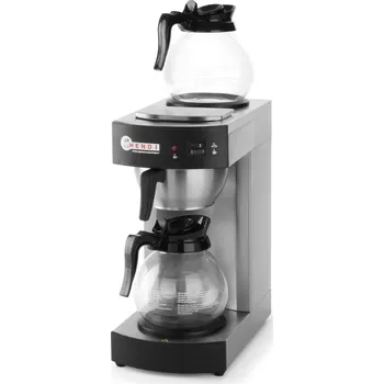Ohřívač nápojů HENDI Kávovar na překapávanou kávu, 2 konvice 1,8 l, 2,1 kW, 195x370x430 mm, inox, černá | HENDI, 208304