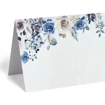 Obraz Elegantní jmenovky na stůl s květinovým vzorem bílé 25 ks