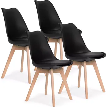 sada 4 jídelních židlí s polstrovaným sedákem z eko kůže modernhome