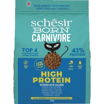 Krmivo pro kočku Schesir Cat Born Carnivore Adult - Čerstvý sleď a losos 255 g
