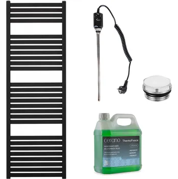 Radiátor CERANO - Koupelnový elektrický radiátorový set Vincenzo - 600W - černá matná - 1330x450 mm