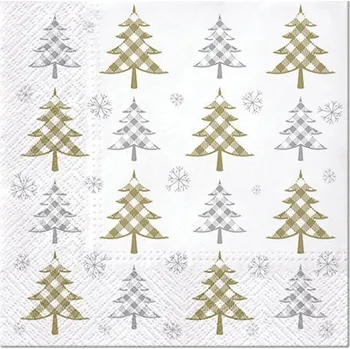 Ubrousky TaT 33x33cm Christmas Tree Check (gold and silver) 609971