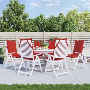 Podsedák vidaXL Podušky na židli s vysokým opěradlem 6 ks látka oxford [377661] Barva: Červená