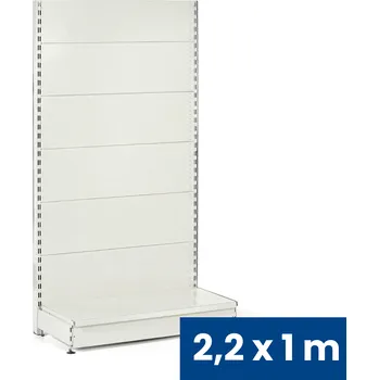 Prodejní regál Prodejní regál jednostranný, perfo stěny, 2200 x 1000 x 450 mm, základní, bílá