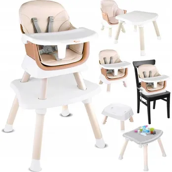 Jídelní židlička Židlička na krmení 6v1, jídelní set, stoleček, tácek, popruhy, nastavitelná