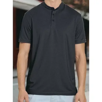 Pánské tričko Sinsay - Henley tričko - námořnická modrá - 556EY-95X - 556EY-95X-XL-1