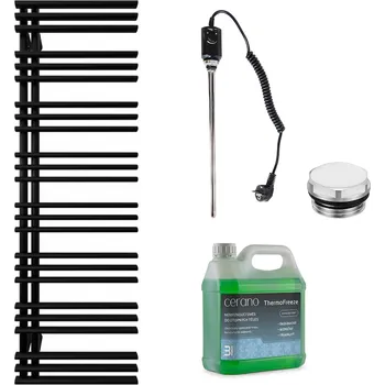 Radiátor CERANO - Koupelnový elektrický radiátorový set Burke - L/P - 600W - černá matná - 1600x500 mm