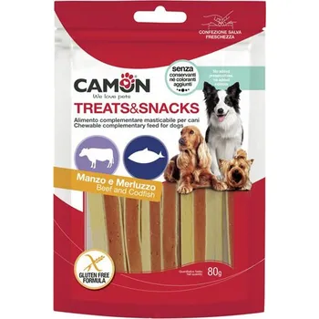 Pamlsek pro psa Camon Treats&Snacks Dog - Sandwich hovězí s treskou 80g