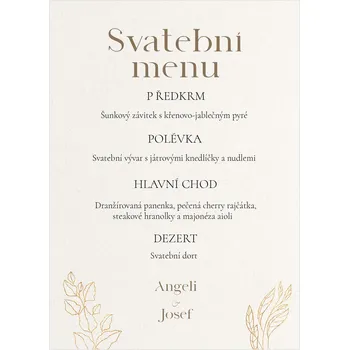 Svatební dekorace Svatební menu 357