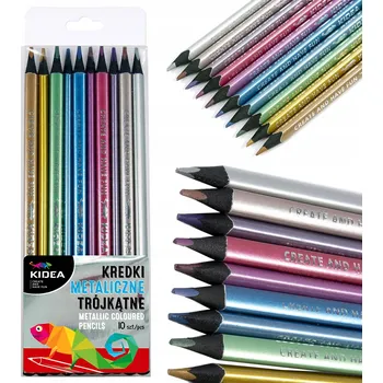 Pastelka Kidea Pastelky trojúhelníkové metalické 10 barev