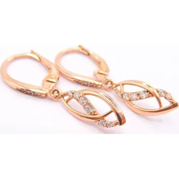 Náušnice Klenoty Budín Dámské zlaté visací náušnice z růžového zlata se zirkony 585/1,82gr 6630408 (Klenoty Budín Dámské zlaté visací náušnice z růžového zlata se zirkony 585/1,82gr 6630408)