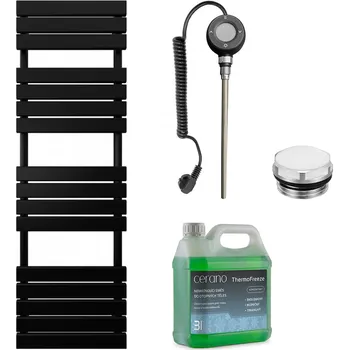 Radiátor CERANO - Koupelnový elektrický radiátorový set Claude - WIFI - 900W - černá matná - 1600x500 mm
