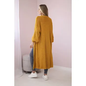 Dámský svetr Svetr dlouhý kardigan hořčice UNI