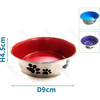 Miska pro psa Nerezová miska Nobleza XS - tlapkový design s barevným vnitřkem Barva: Červená