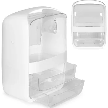 Toaletní stolek Kosmetický organizér s víkem a 2 zásuvkami MODERNHOME – bílý