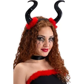 Karnevalový kostým Carnival Toys&nbsp;Velké čertovské rohy černé s červenými chloupky