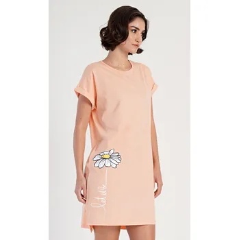 Dámské noční prádlo Vienetta Dámská noční košile s krátkým rukávem Matylda - vyp Barva: Oranžová, Velikost: S