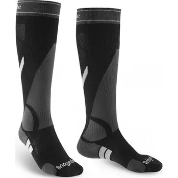 Pánské termo ponožky Bridgedale Men's Ski Lightweight Merino Performance Over Calf black/grey - M (6-8,5) / EU 40-43 / 24,5-27 cm