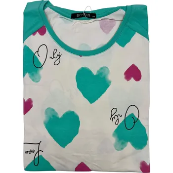 Dámské pyžamo Benter Dámská bavlněná noční košile s krátkým rukávem ADELA Barva: Tyrkysová, Velikost: L