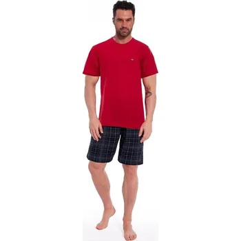 Pánské pyžamo CORNETTE Cornette 326 II/196 Red – Pánské pyžamo s krátkým rukávem a kostkovanými šortkami - M