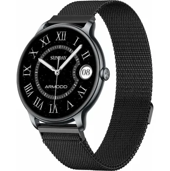 Armodd Slim, černé/černý kovový řemínek a silikonový řemínek