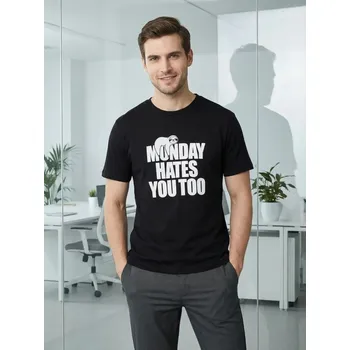 Sinsay - Bavlněná košilka s potiskem - černá - 701JD-99X - 701JD-99X-2XL