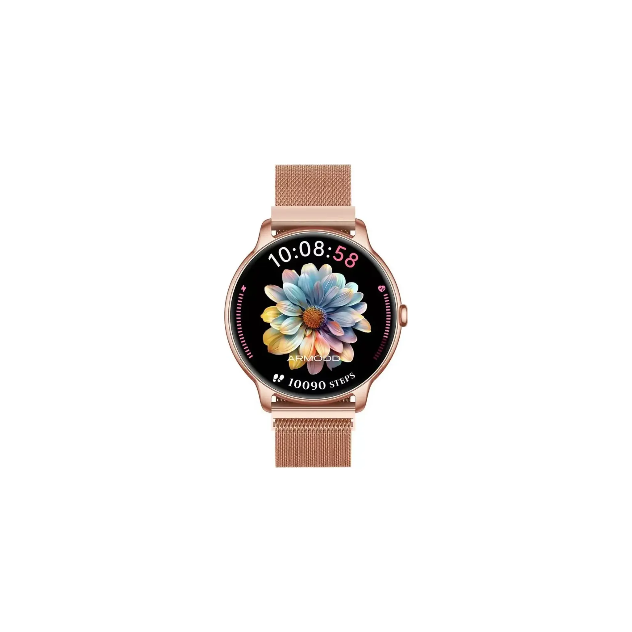 Fotografie 2 - Chytré hodinky Armodd Slim rose gold/rose gold kovový řemínek a silikonový řemínek