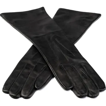 Rukavice Kožené dámské rukavice s červenou hedvábnou podšívkou Barva: Černá, Velikost: 7