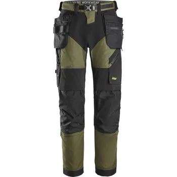 montérky Kalhoty FlexiWork+ s PK khaki Snickers Workwear Velikost: 54