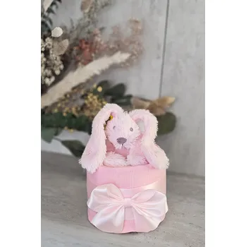 plenkový dort Mini plenkový dort s chrastítkem - růžový