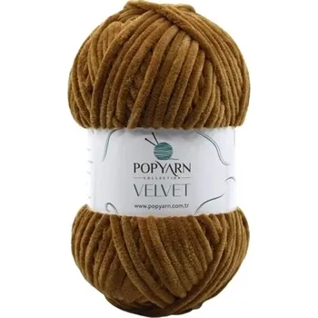 Příze POPYARN Pletací příze Velvet B09 - hnědá