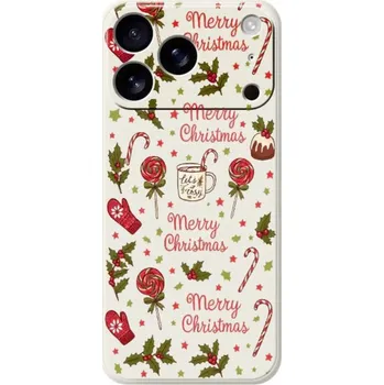Pouzdro na mobilní telefon Ochranný kryt s vánočním vzorem pro iPhone 17 Pro - béžový