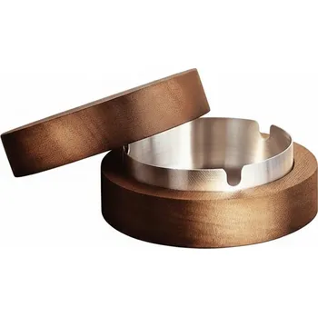 Popelník Dřevěný popelník s víkem 9cm - stříbrný