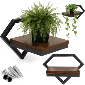 police Závěsná nástěnná police na květiny loft ModernHome – diamantový rám