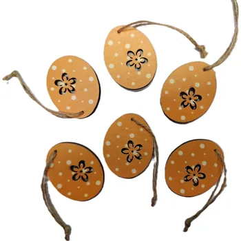 Velikonoční dekorace Dřevěné vejce závěsné - 5 cm, oranžové