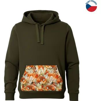 Dívčí mikina ZÁHOŘÍ Rudel ZÁHOŘÍ Dětská mikina s kapsou a kapucí - zelená se srnečkami Velikost: 134/140