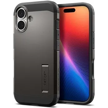 Spigen Tough Armor T odolný zadní kryt s podporou MagSafe a stojánkem pro Apple iPhone 17 šedý