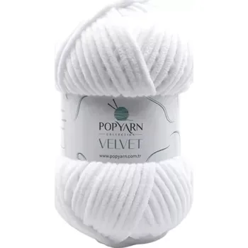 Příze POPYARN Pletací příze Velvet B01 - bílá