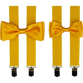 Kšandy Hořčicově žlutý set kšandy s motýlkem pro tátu a syna