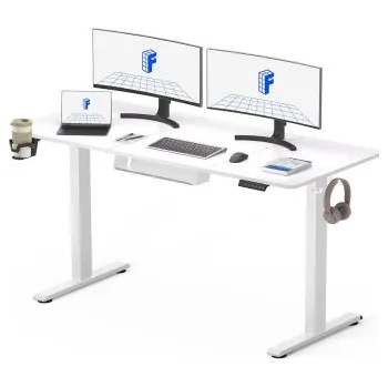 Nastavitelný elektrický stůl QE1W-1460-EUV1, 140 x 60 cm, bílý - B FLEXISPOT