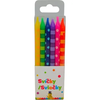 Magnetická kreslící tabulka Narozeninová svíčka 6 cm Puntíky a pruhy 12ks