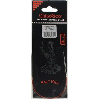 Nástroj na niť a příze ChiaoGoo Knit Red ergonomické fixní kruhové jehlice 23 Cm 2,25mm (ChiaoGoo SS Knit RED™ Circulars - 9" 23 cm 2,25mm)