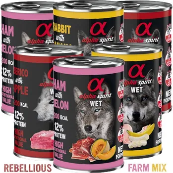 Krmivo pro psa Alpha Spirit Dog Wet Rebellious Farm Mix 6x400g