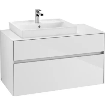 Villeroy & Boch Collaro skříňka pod umyvadlo, 100x50x54,8 cm, otvor vlevo, 2x zásuvka, Glossy White