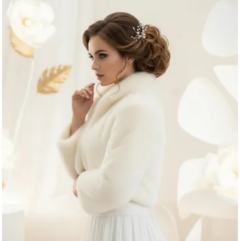 Dámský kožich Jemný svatební kožíšek - ivory: BD-20 Vybraná velikost: 40