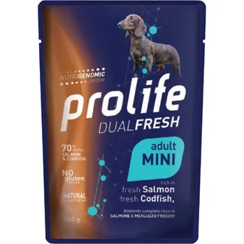 Krmivo pro psa Zoodiaco Prolife Dog Dual Fresh Adult Mini - Treska a losos 100g