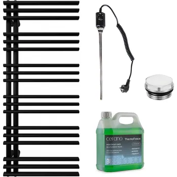 Radiátor CERANO - Koupelnový elektrický radiátorový set Burke - L/P - 600W - černá matná - 1200x500 mm