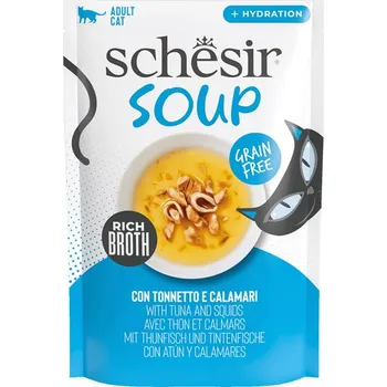 Krmivo pro kočku Schesir Cat Soup - Divoký tuňák a kalamáry 40g