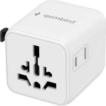 Cestovní adaptér Univerzální cestovní adaptér GEMBIRD – bílý